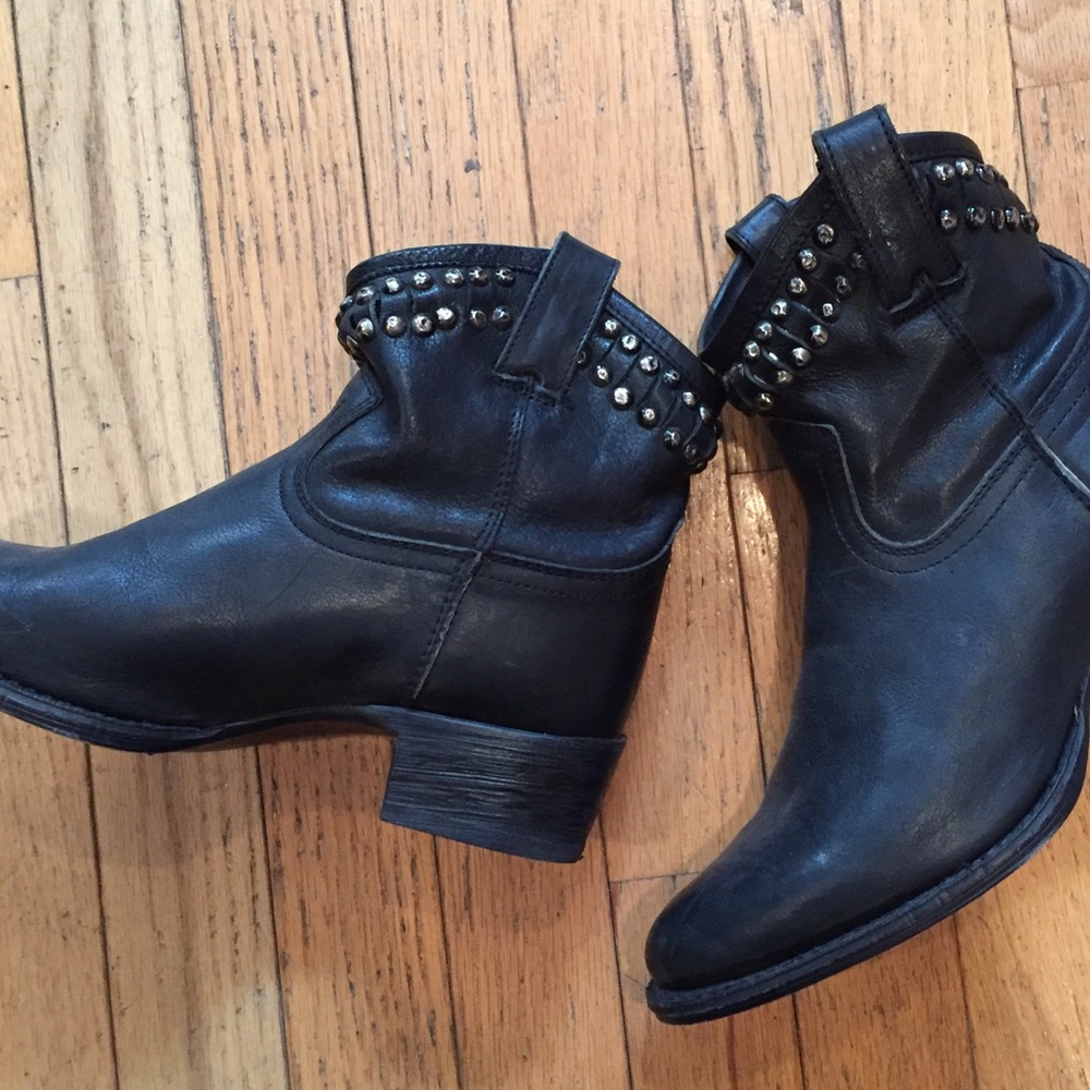 Frye Black Ankle Boots with Studded Detail